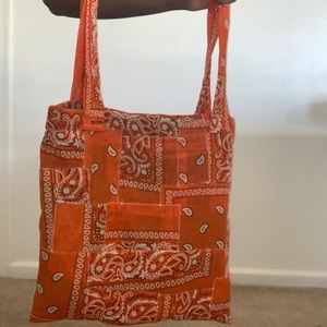 Orange Patchwork Bandana Tote Bag